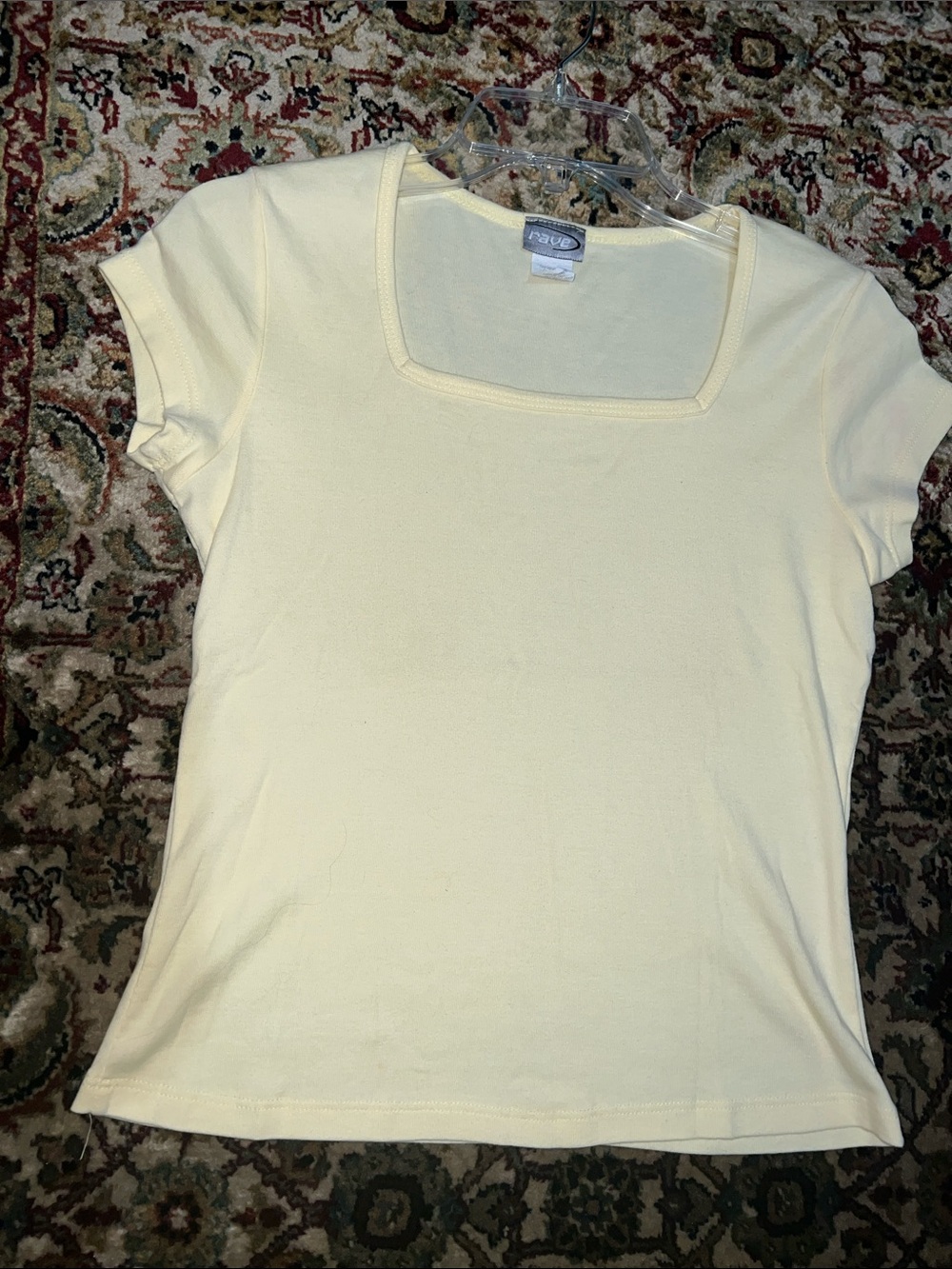 rave Yellow Square-Neck Short Sleeve Tee Junior Size XL